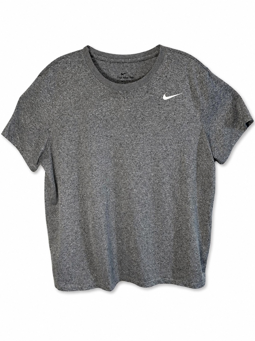 Nike Women's Heather Gray Short Sleeve Crew Dri-Fit Tee Athletic Casual